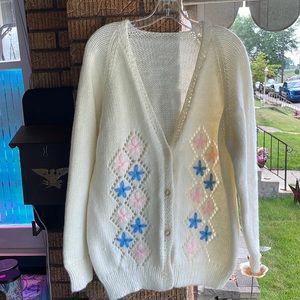 HANDMADE Vintage Knit Cardigan sz L